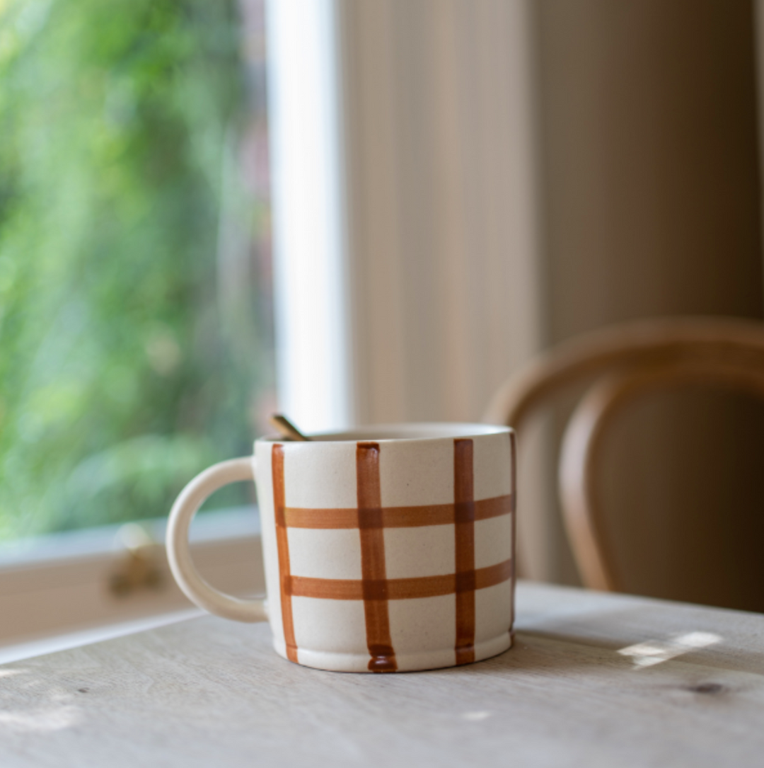 Gingham Check Mug in Ginger