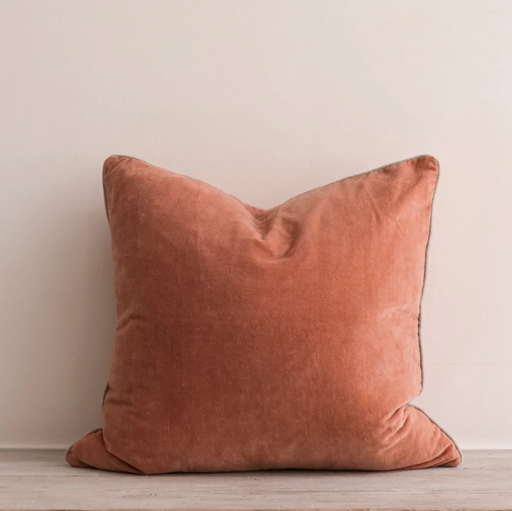 Also Home - Unari Velvet Cushion - Washed Coral