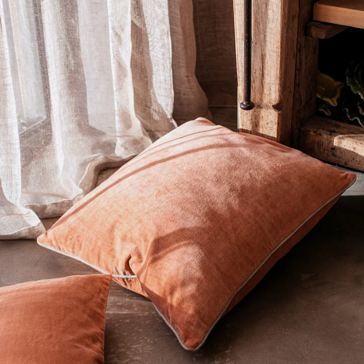 Also Home - Unari Velvet Cushion - Washed Coral
