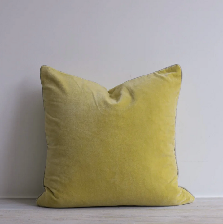 Also Home - Unari Velvet Cushion - Washed Olive