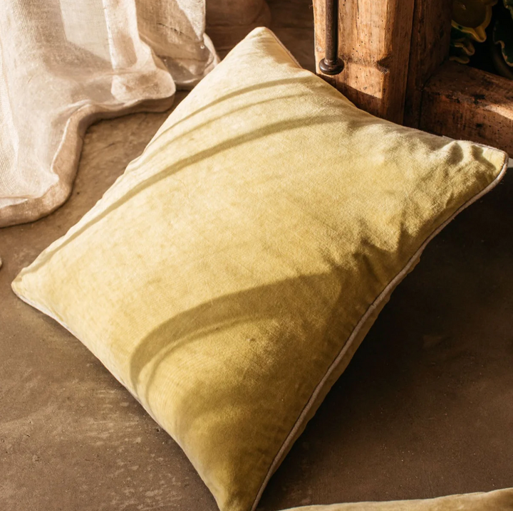 Also Home - Unari Velvet Cushion - Washed Olive