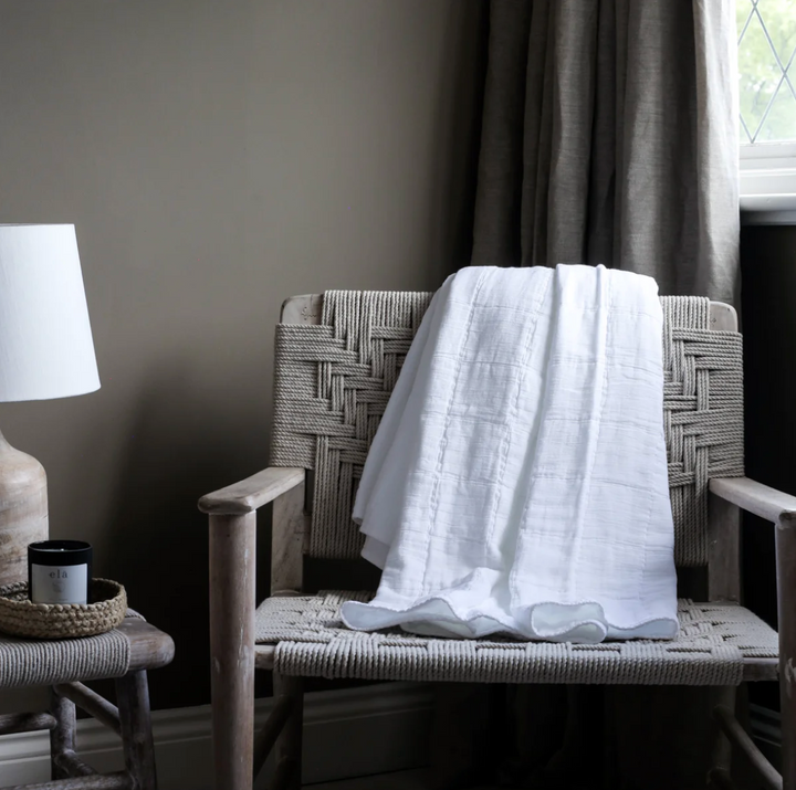 Also Home - Nora Grid Throw - White