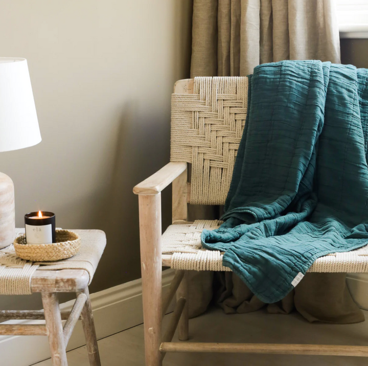 Also Home - Nora Grid Throw - Pine Green