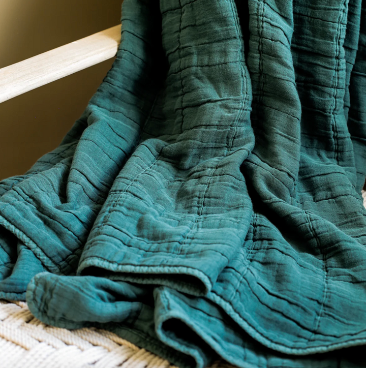 Also Home - Nora Grid Throw - Pine Green