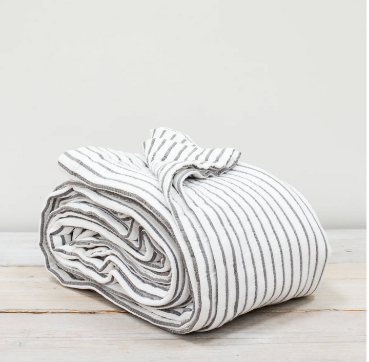 Also Home - Hikari Striped Throw - Grey & White