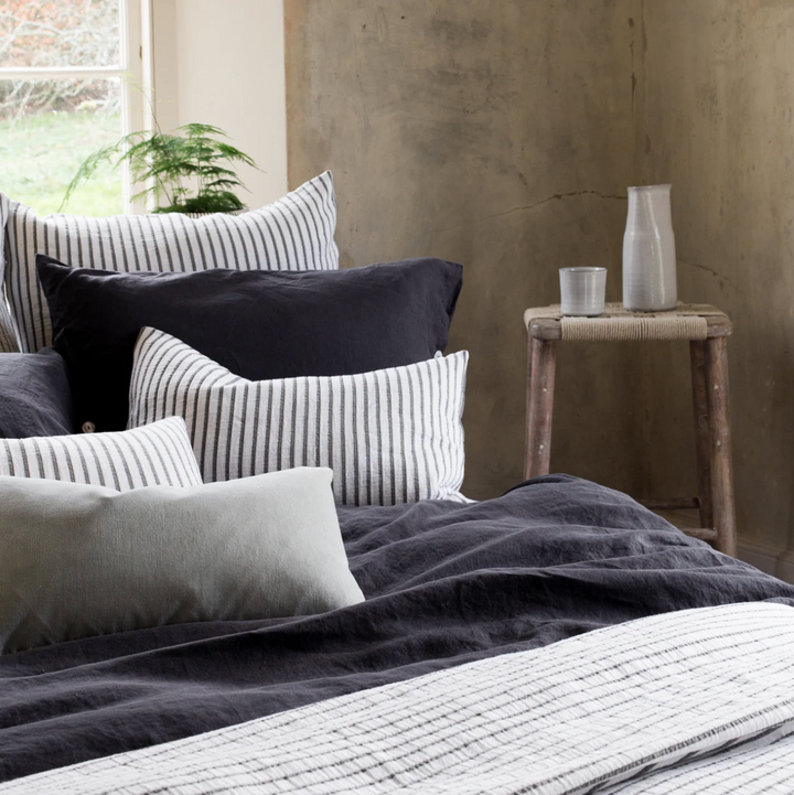 Also Home - Hikari Striped Throw - Grey & White