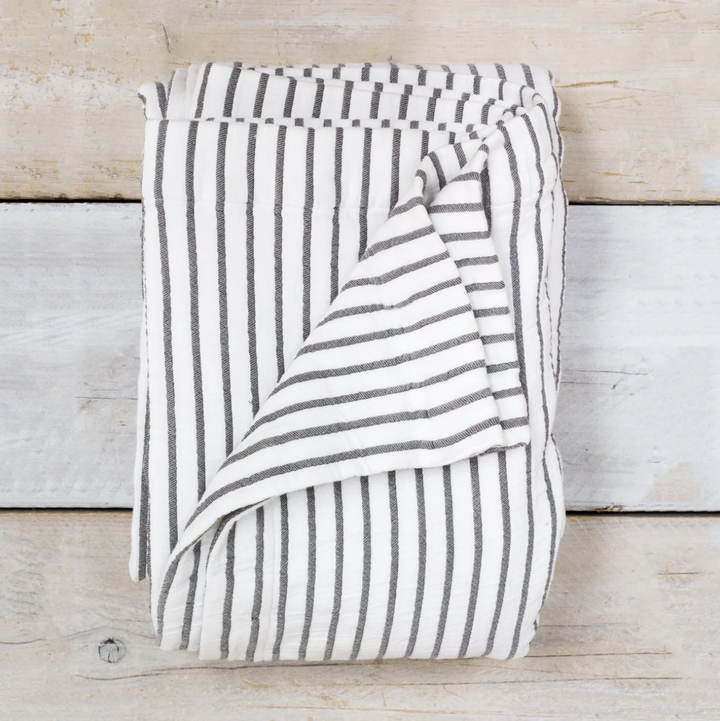 Also Home - Hikari Striped Throw - Grey & White