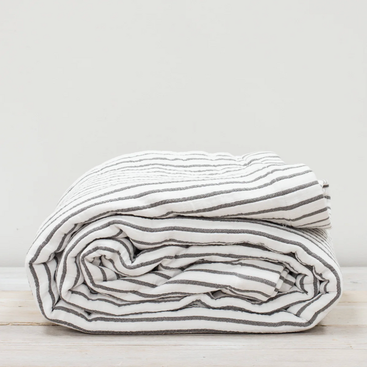 Also Home - Hikari Striped Throw - Grey & White