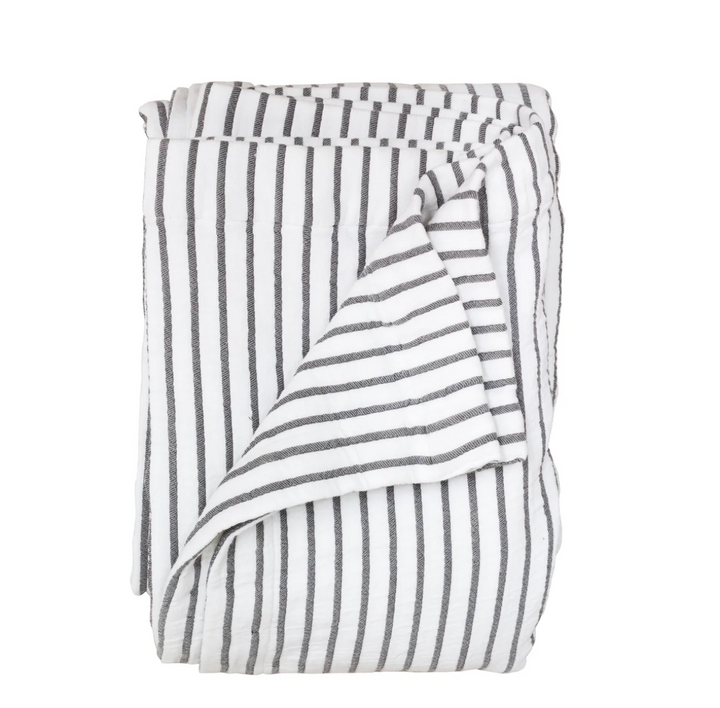 Also Home - Hikari Striped Throw - Grey & White