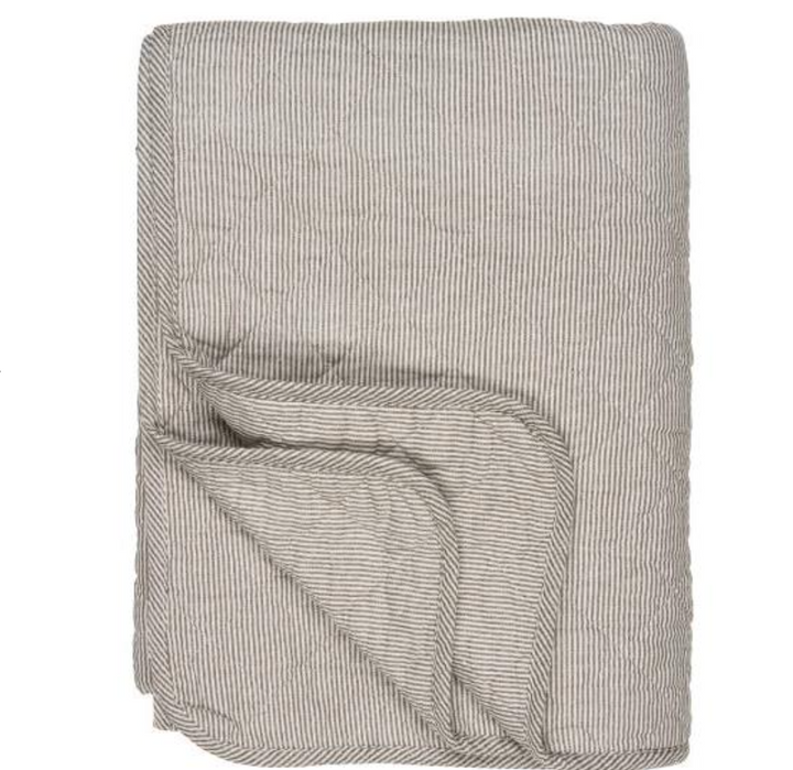 Striped Throw - White & Mushroom Grey