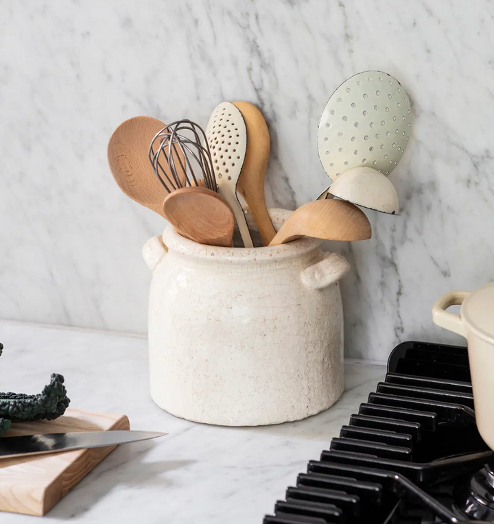 Ravello Crackle Glaze Pot With Handles - White