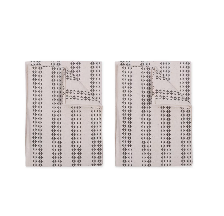Geo Striped Cotton Tea Towels - Set Of 2