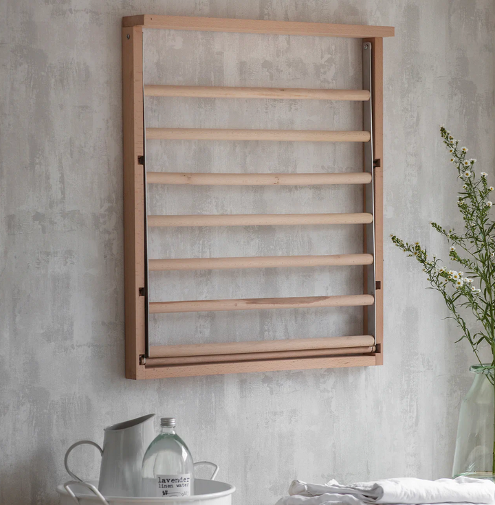 Natural Wood Laundry Room Wall Dryer