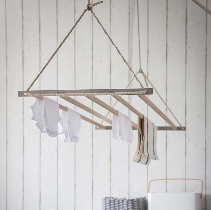 Laundry Room Ceiling Dryer - Natural Wood