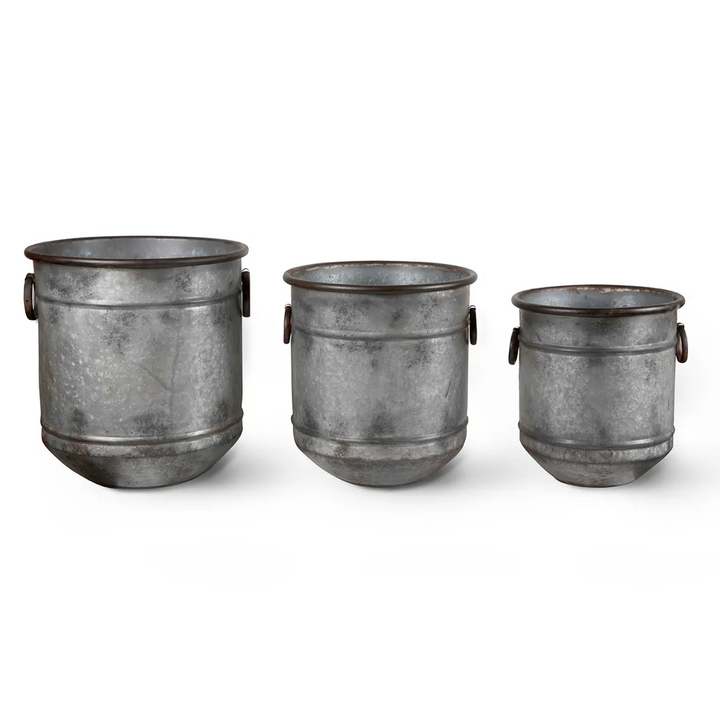 Galvanised Steel Planters - Set Of 3