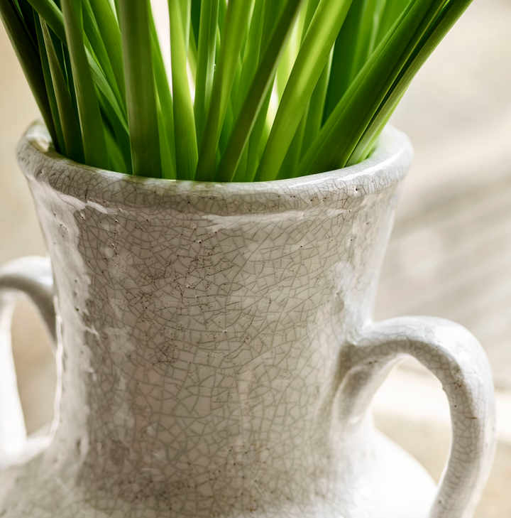 Ravello Crackle Glaze Vase With Large Handles - White