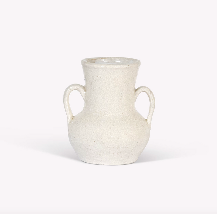 Ravello Crackle Glaze Vase With Large Handles - White