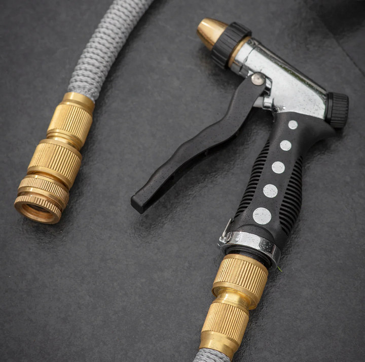 30m Hose Pipe & Adjustable Spray Gun - Grey