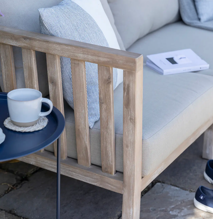 Outdoor Acacia Wood 3 Seater Sofa