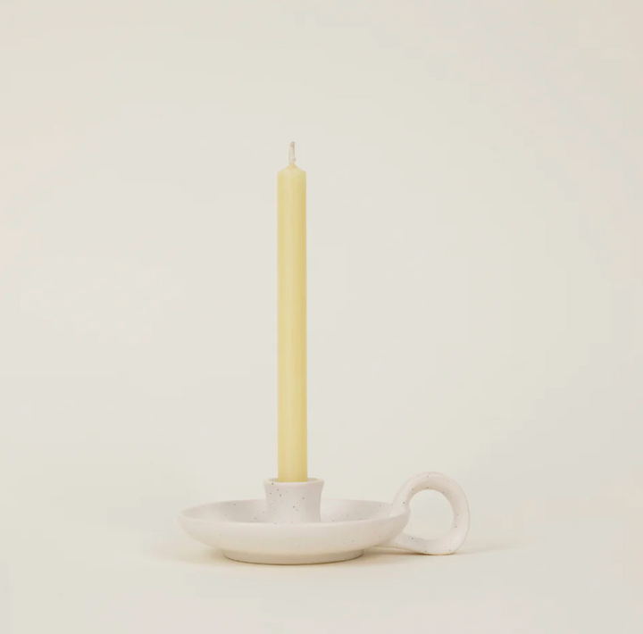 White Speckle, 1/2" Candle Holder with Handle