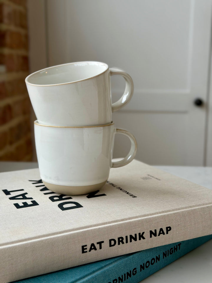 Set Of 2 Mugs - White &amp; Natural