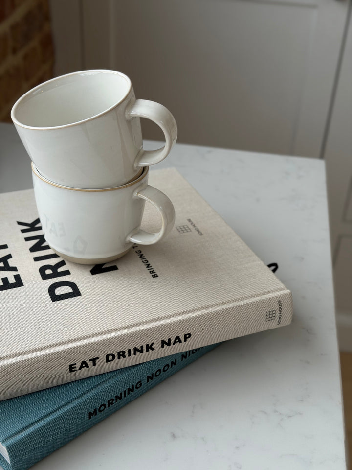 Set Of 2 Mugs - White &amp; Natural