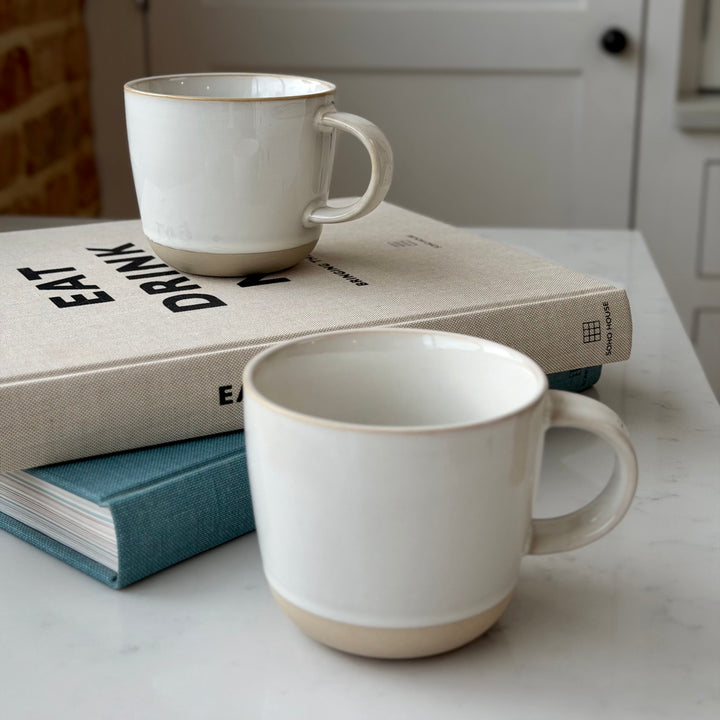Set Of 2 Mugs - White &amp; Natural