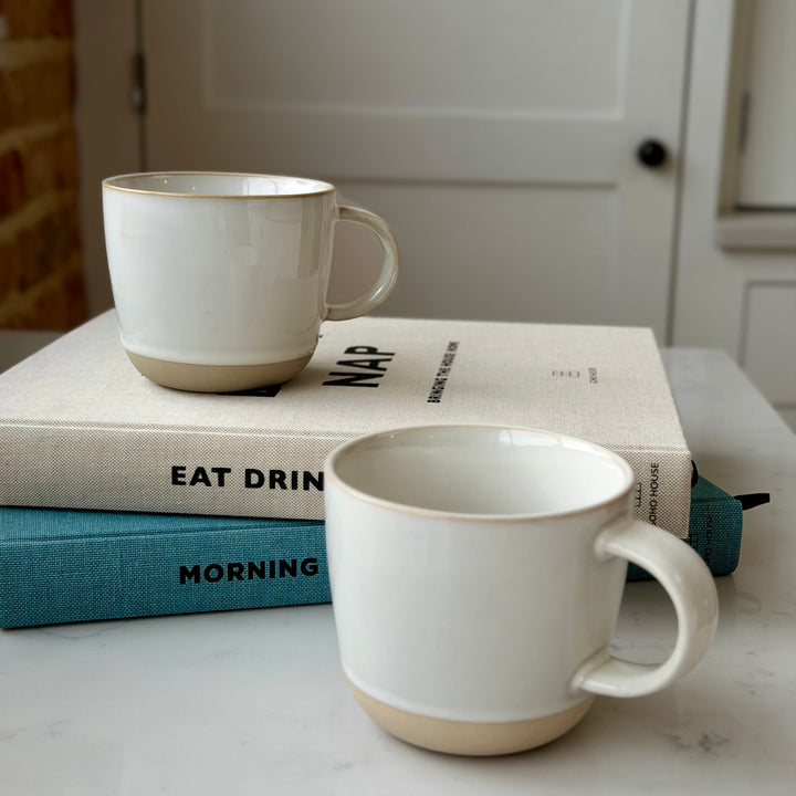 Set Of 2 Mugs - White &amp; Natural