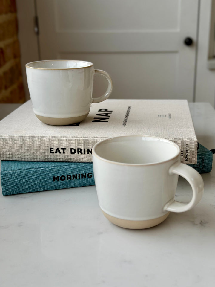 Set Of 2 Mugs - White &amp; Natural