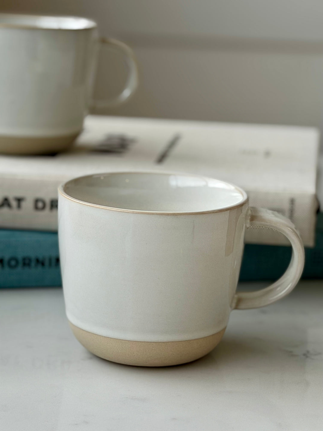 Set Of 2 Mugs - White &amp; Natural