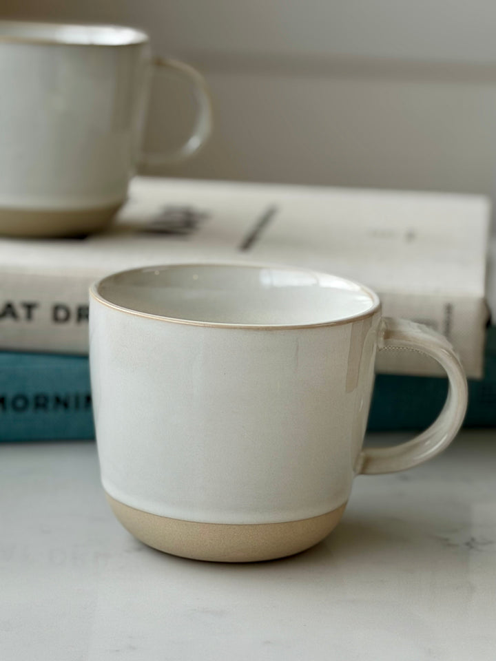 Set Of 2 Mugs - White &amp; Natural