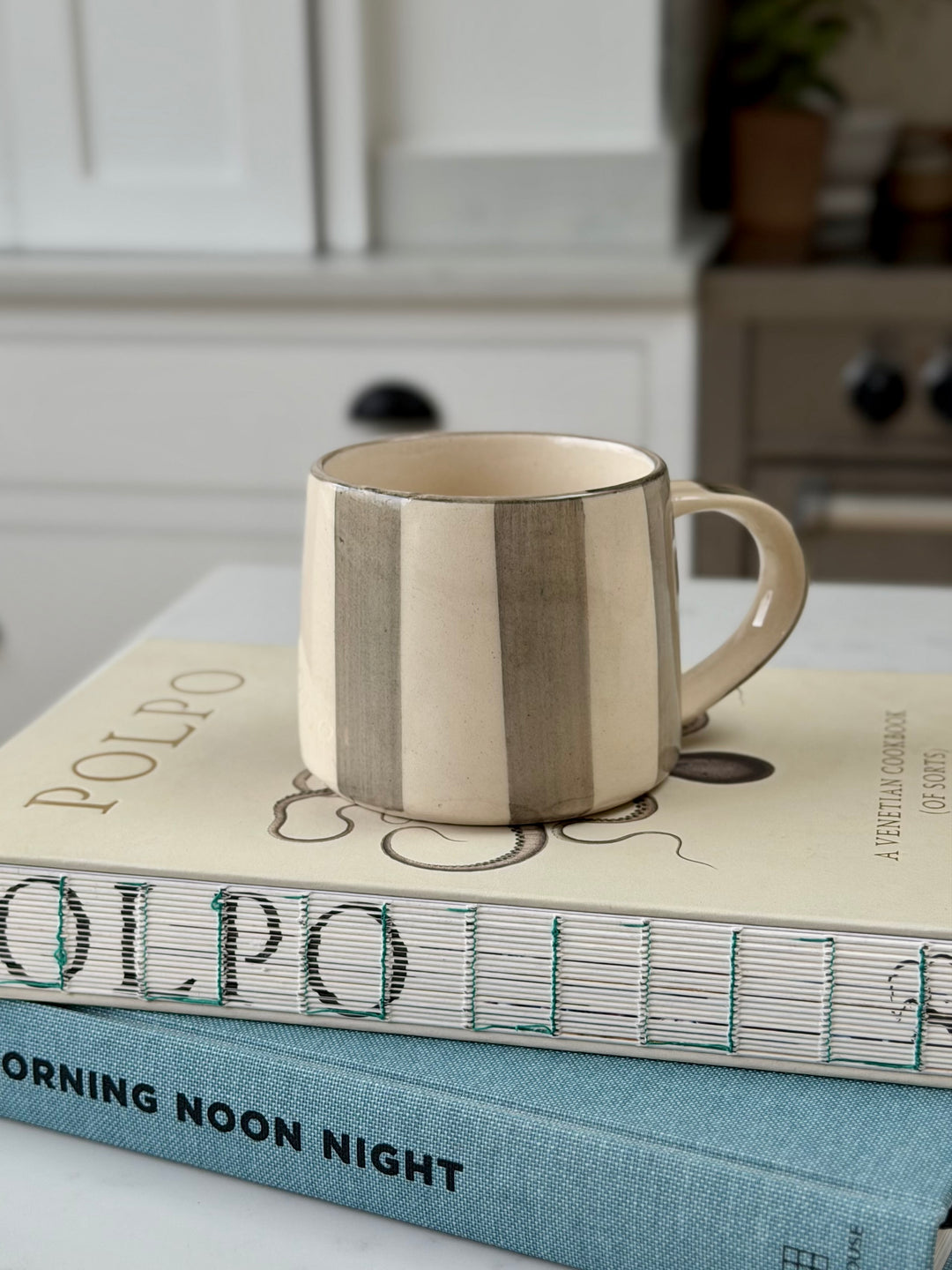 Washed Striped Koko Mug in Grey
