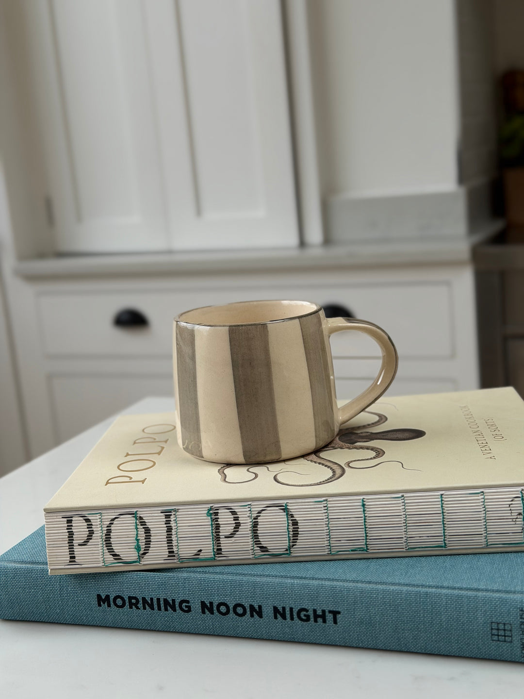 Washed Striped Koko Mug in Grey