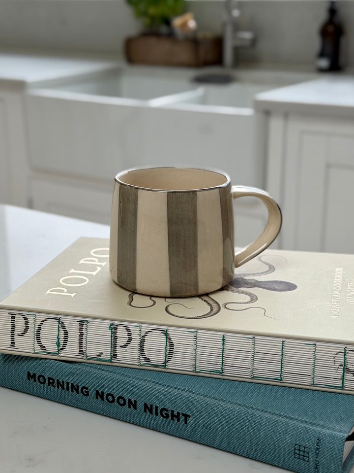 Washed Striped Koko Mug in Grey