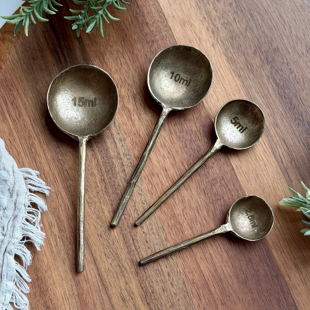 Antique Style Brass Measuring Spoons - Set of 4