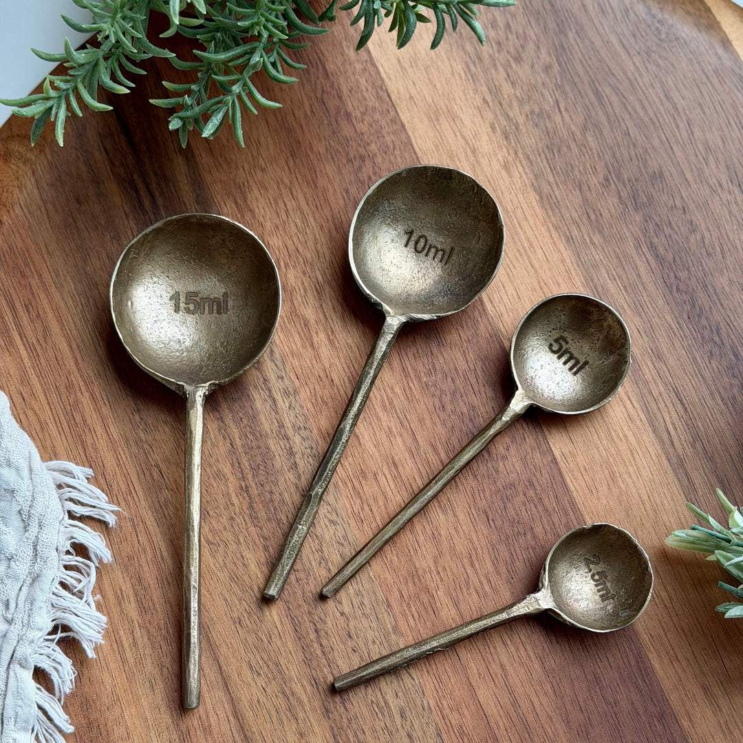 Antique Style Brass Measuring Spoons - Set of 4