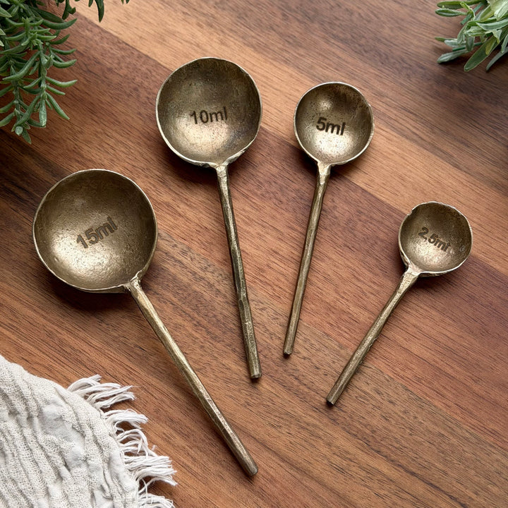Antique Style Brass Measuring Spoons - Set of 4
