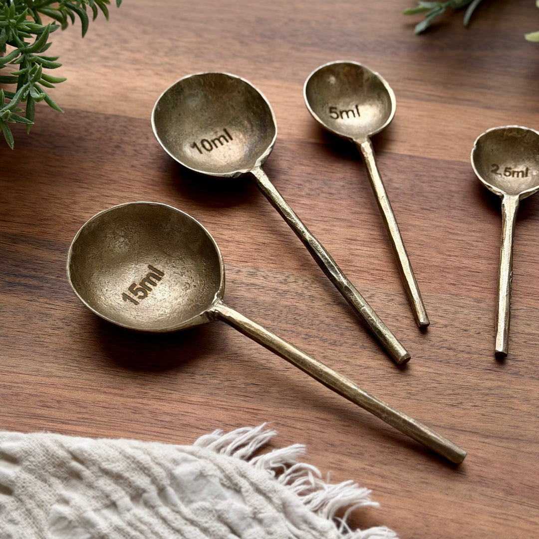 Antique Style Brass Measuring Spoons - Set of 4