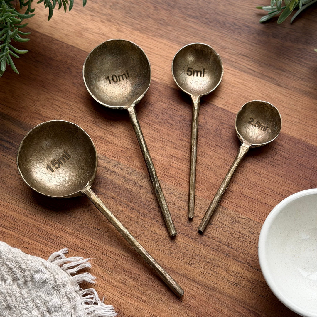 Antique Style Brass Measuring Spoons - Set of 4