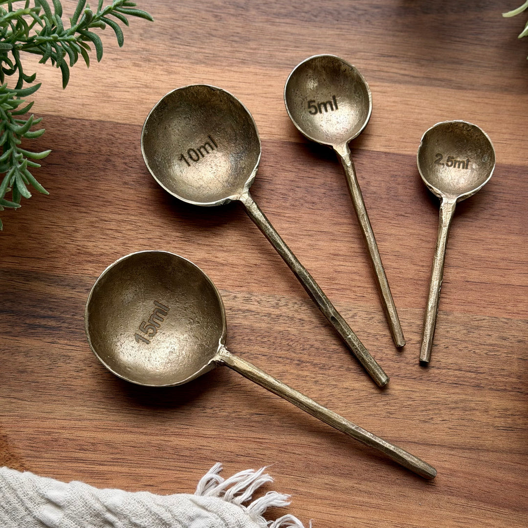 Antique Style Brass Measuring Spoons - Set of 4