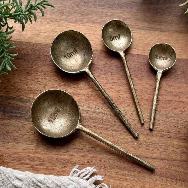Antique Style Brass Measuring Spoons - Set of 4