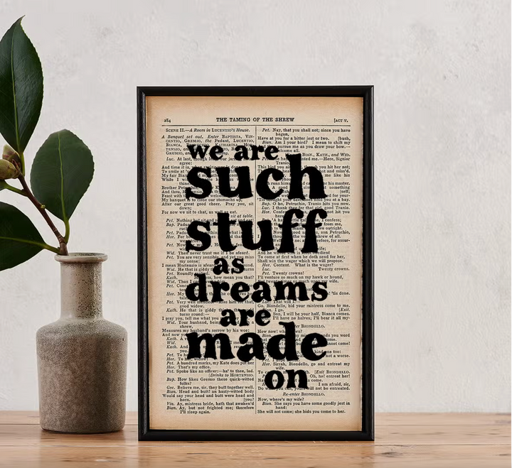 Shakespeare Dreams Framed Quote Book Page Print