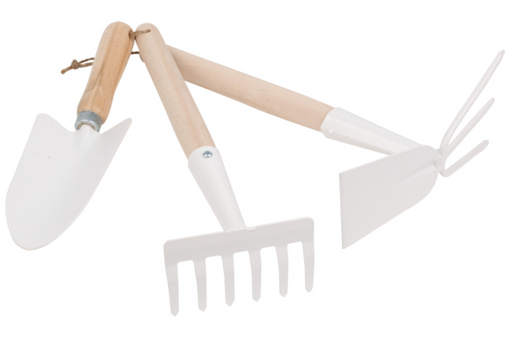 Wood & White Gardening Tool Set