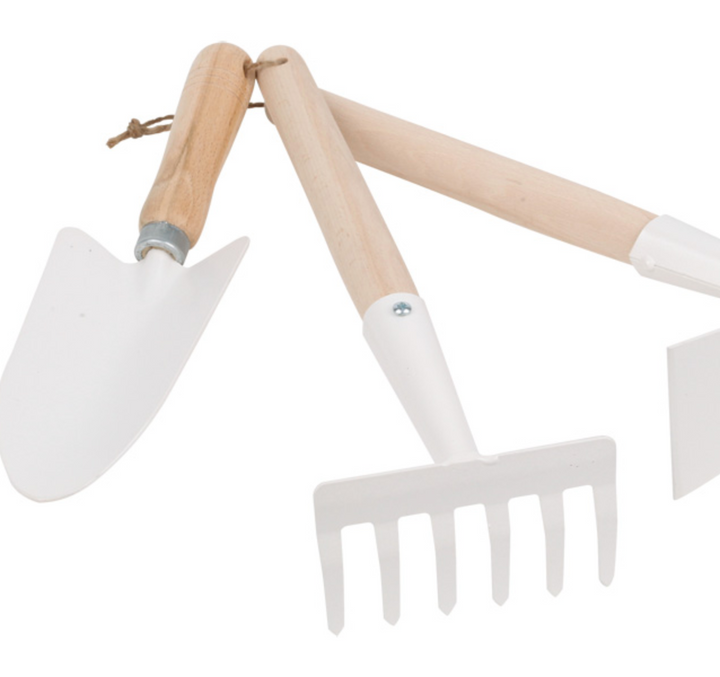 Wood & White Gardening Tool Set