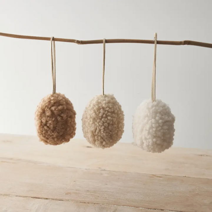 Gainsborough Giftware - Neutral Sherpa Hanging Egg - 3 Pack