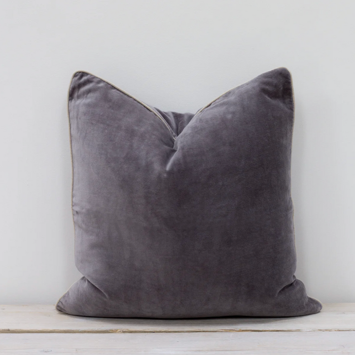 Also Home - Unari Velvet Cushion - Pewter Grey