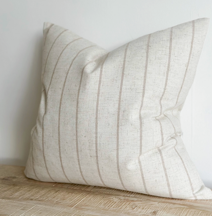 Ellenvale - Linen Blend Cushion Cover - Beige Stripe