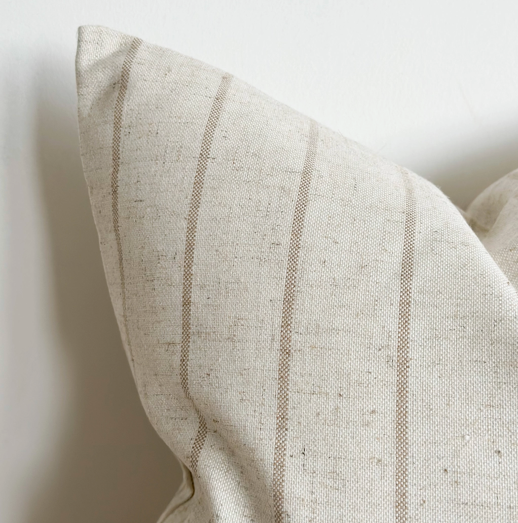 Ellenvale - Linen Blend Cushion Cover - Beige Stripe