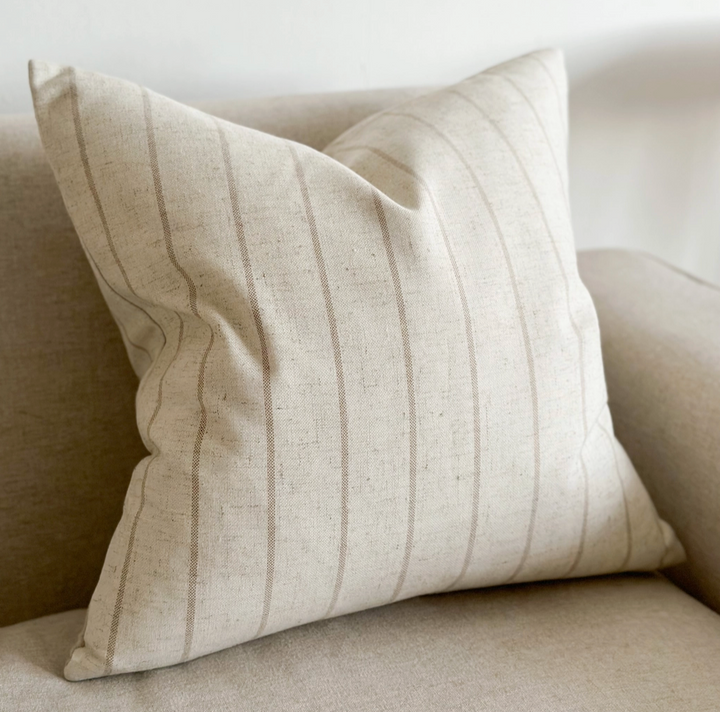 Ellenvale - Linen Blend Cushion Cover - Beige Stripe