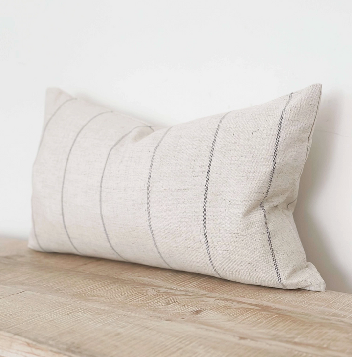 Ellenvale - Linen Blend Cushion Cover - Grey & Stone Stripe